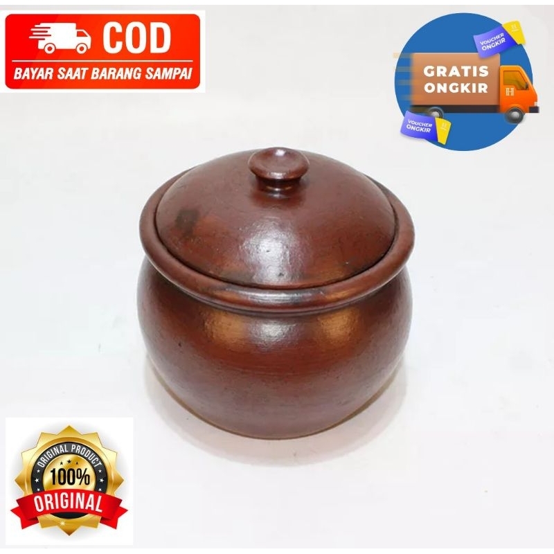 KENDIL TANAH LIAT NATURAL D 20 KENDIL BUBUR KENDIL GUDEG KENDIL SAYUR KENDIL TANAH LIAT