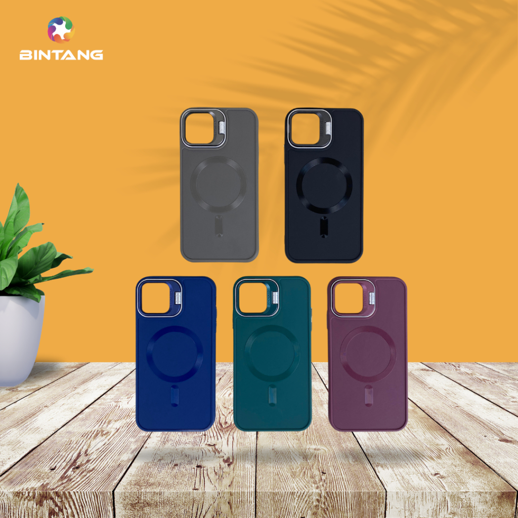 HARDCASE IPHONE BINTANG POLOS JELLY MAGSAFE STAND MG-046