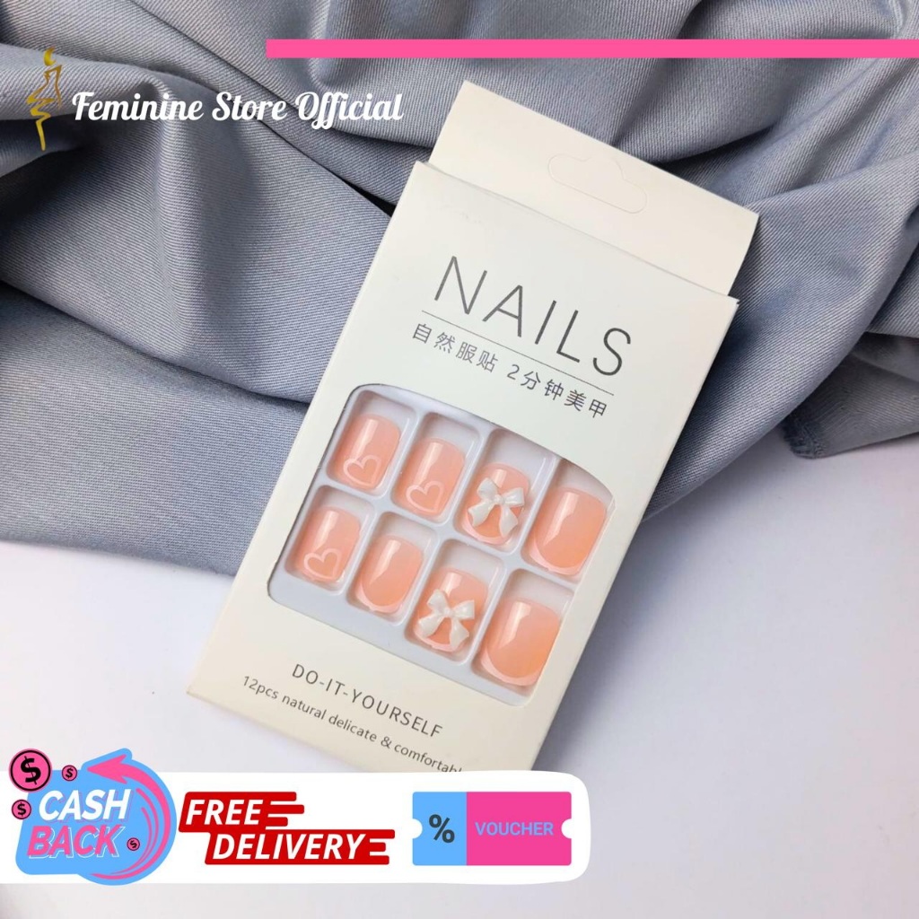 NAIL ART FAKE NAIL AESTHETIC/TAHAN AIR/WARNA NUDE