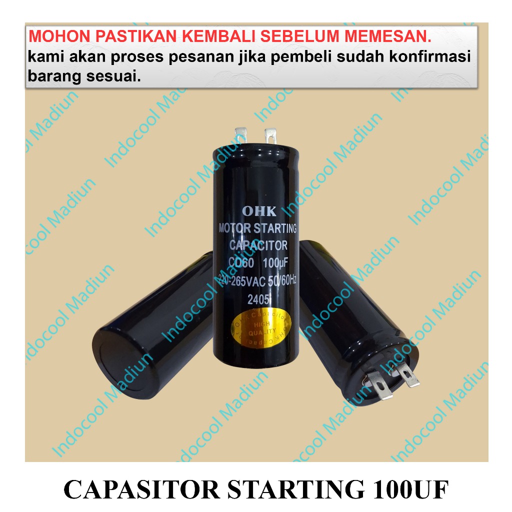 C100 KAPASITOR STARTING/CAPASITOR STARTING 100UF