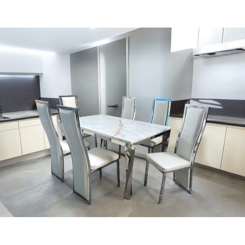 Meja Makan Import MMK CT 05 White silver (chat sebelum co).