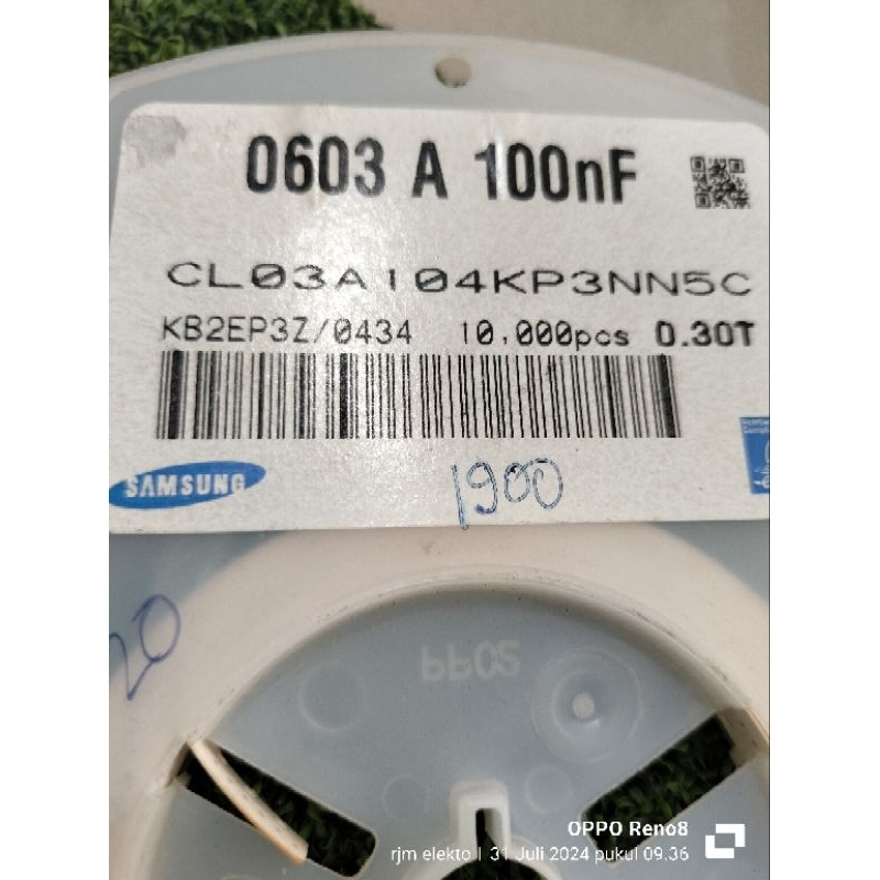 10pcs kapasitor SMD ukuran 100 NF