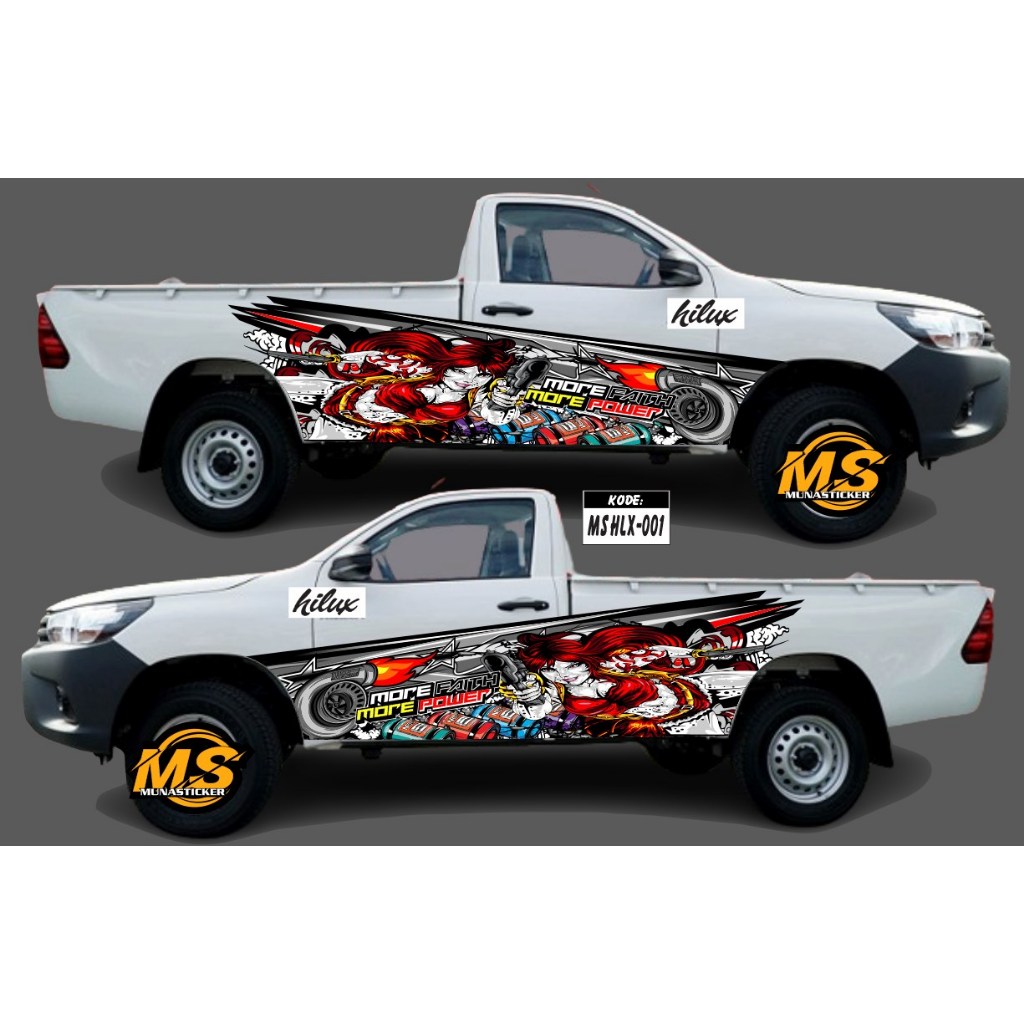 Decal sticker body samping mobil hilux l300-strada-ford