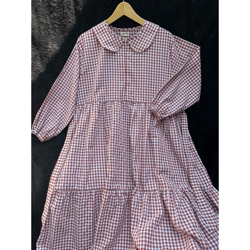 DRESS CASUAL / Dress motif kotak //dress premium //AZIZAH SET ORIGINAL