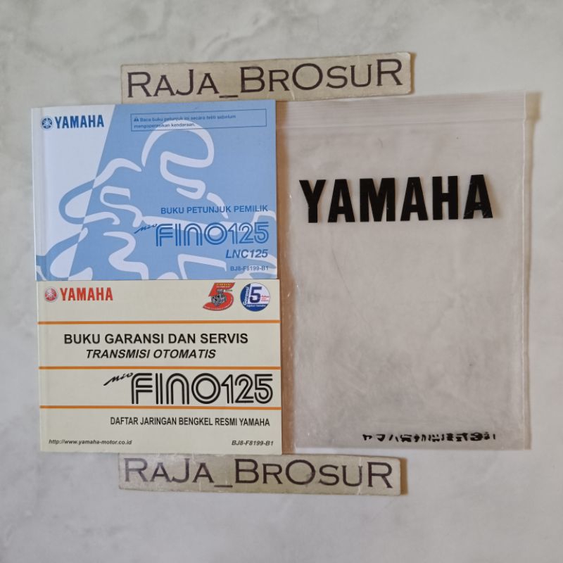 Buku petunjuk pemilik/Buku garansi dan servis transmisi otomatis/Manual book Yamaha Mio Fino 125 Fin