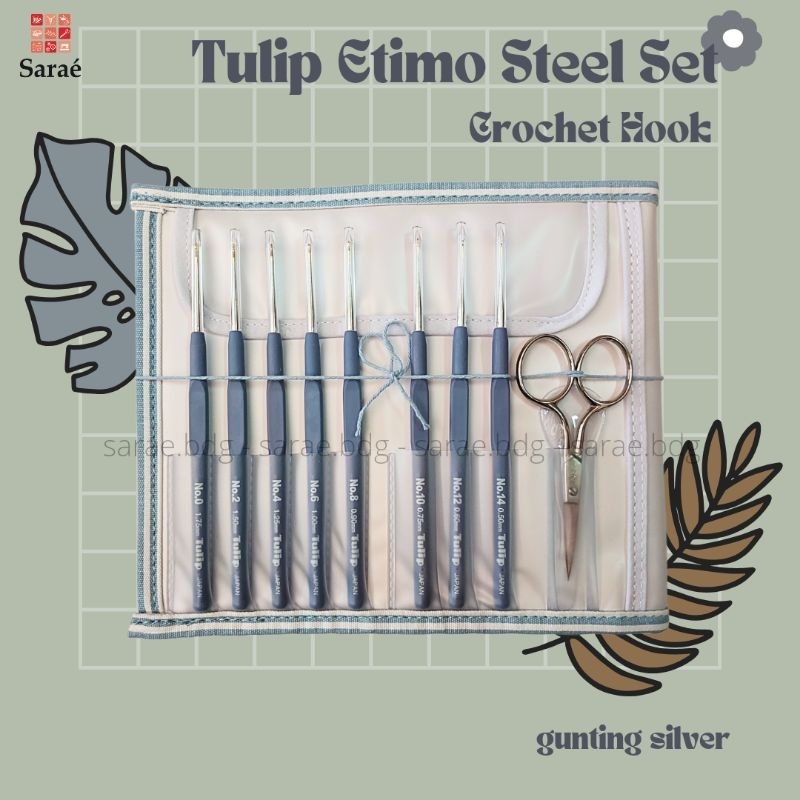 Tulip Etimo Steel Crochet Hook Set (Royal Silver) - Hakpen/Jarum Rajut