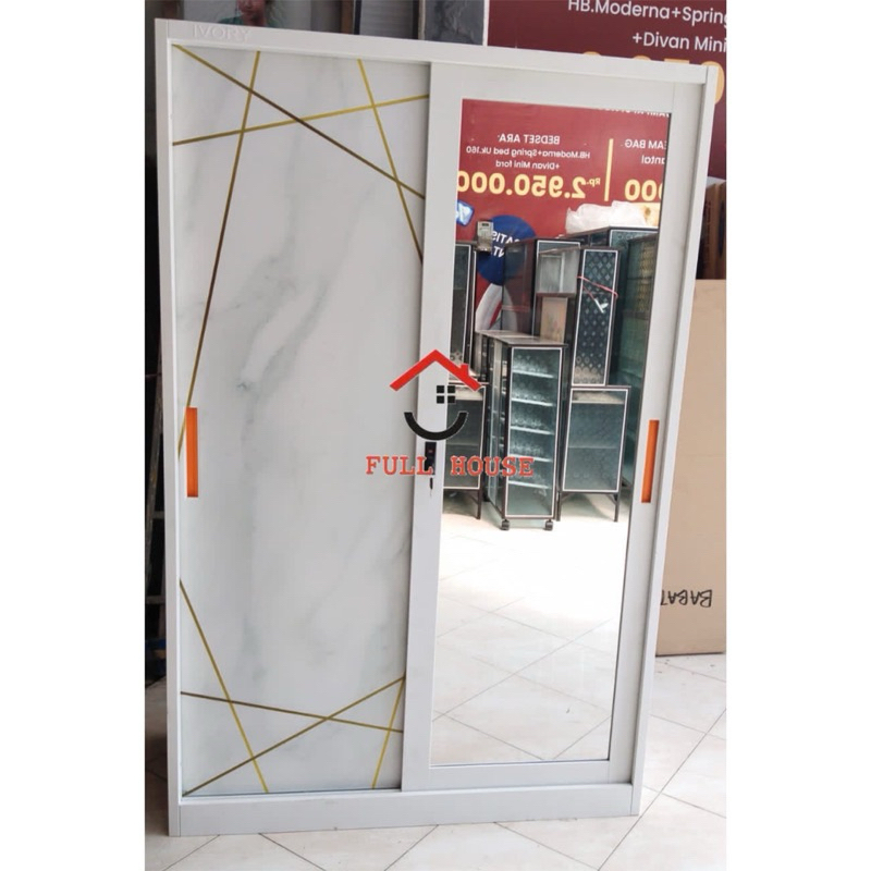 KHUSUS KARGO LUAR SURABAYA lemari pakaian besi lemari baju 2 pintu sliding geser anti rayap anti jam