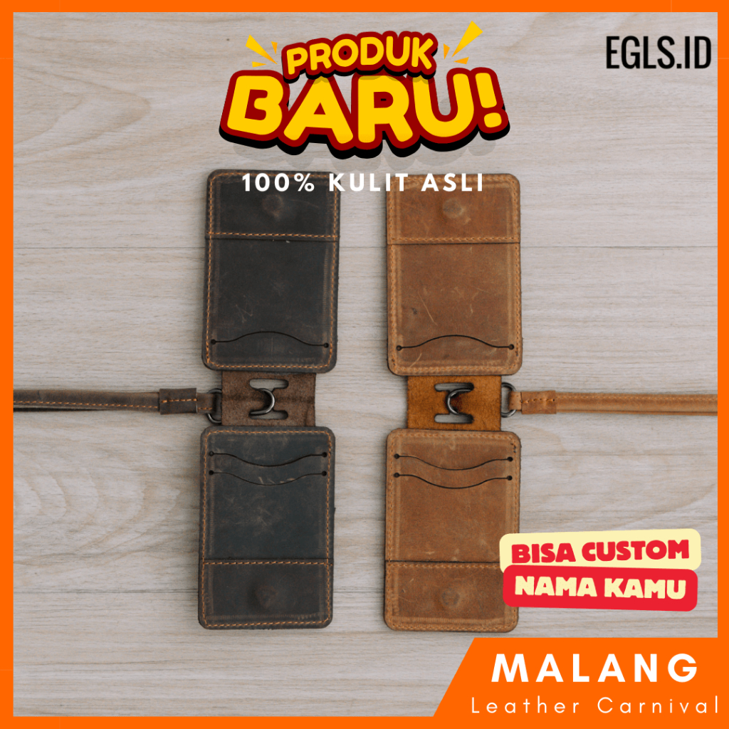Lanyard MLGC Id Card Holder Kulit Asli Premium