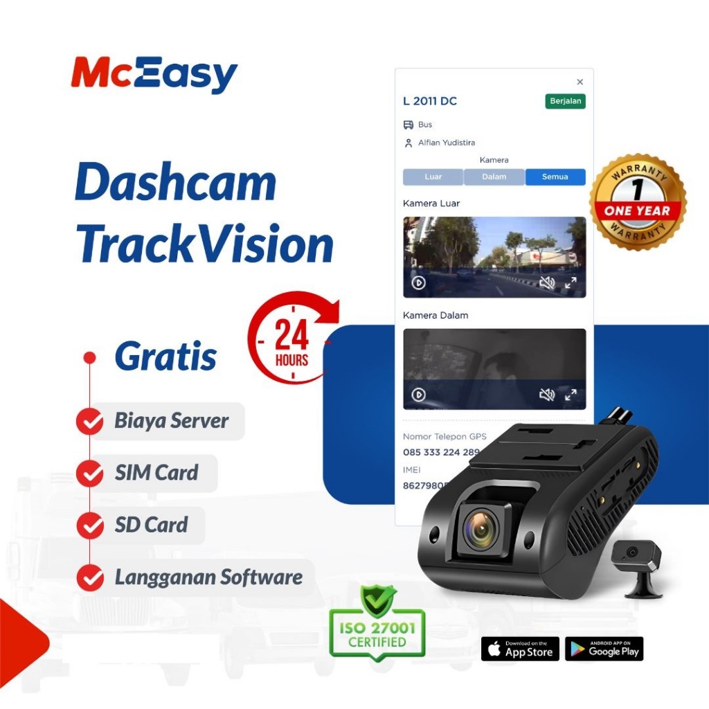 McEasy Dashcam Basic (Kamera Mobil untuk Merekam Jalan dan Kabin Kendaraan)  + FREE SOFTWARE