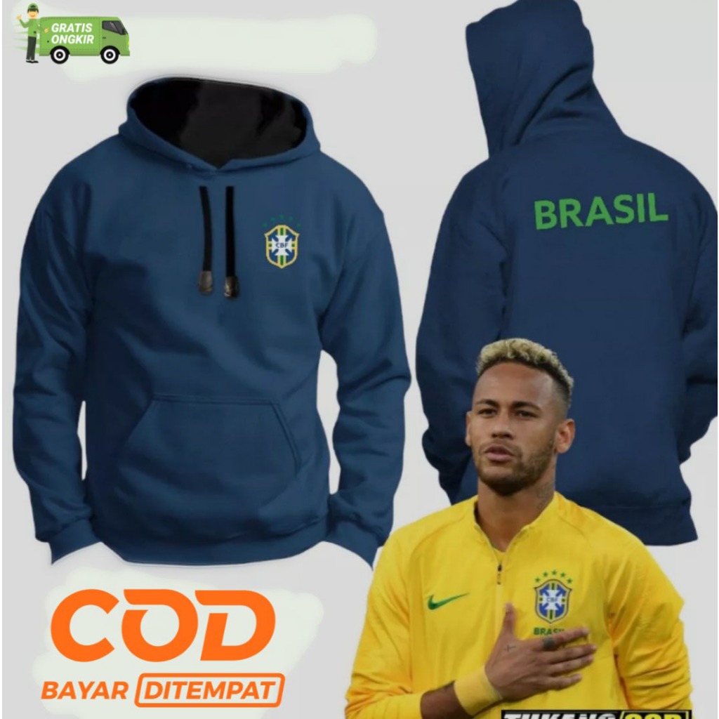JAKET HOODIE DISTRO BOLA TIMNA BRASIL BRAZIL TERBARU - JAKET HOODIE SWEATER BRAZIL PREMIUM DISTRO