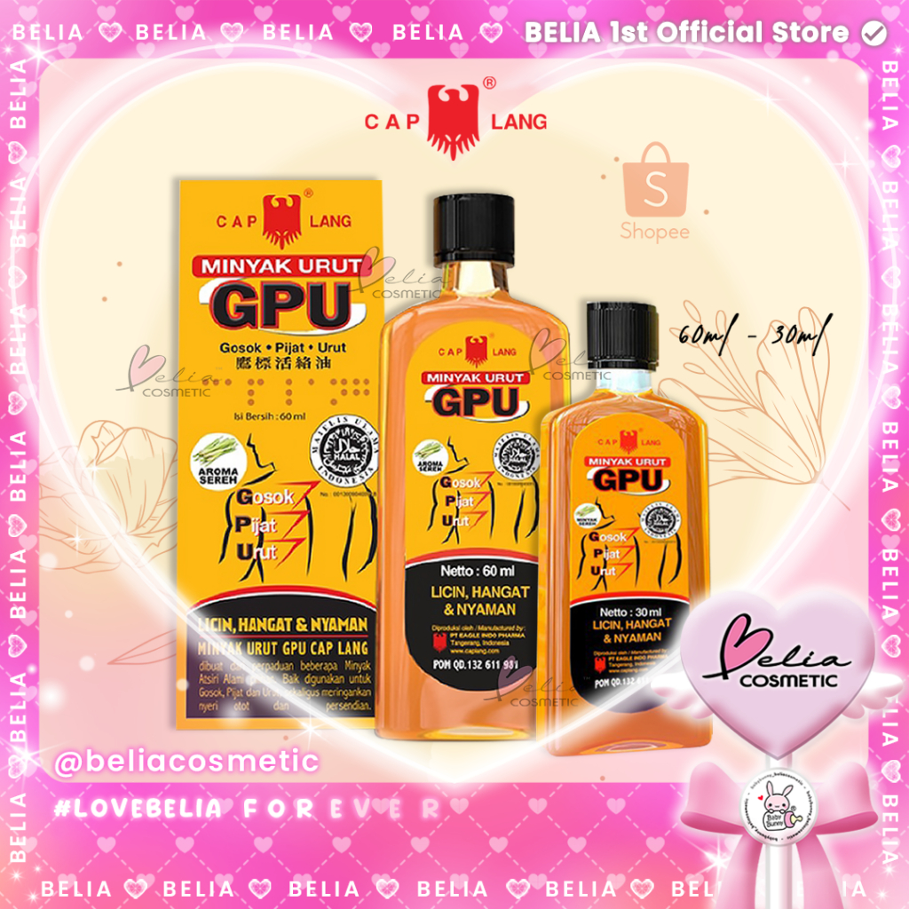 ❤ BELIA ❤ GPU Sereh Minyak Urut 30ml | 60ml Cap Lang