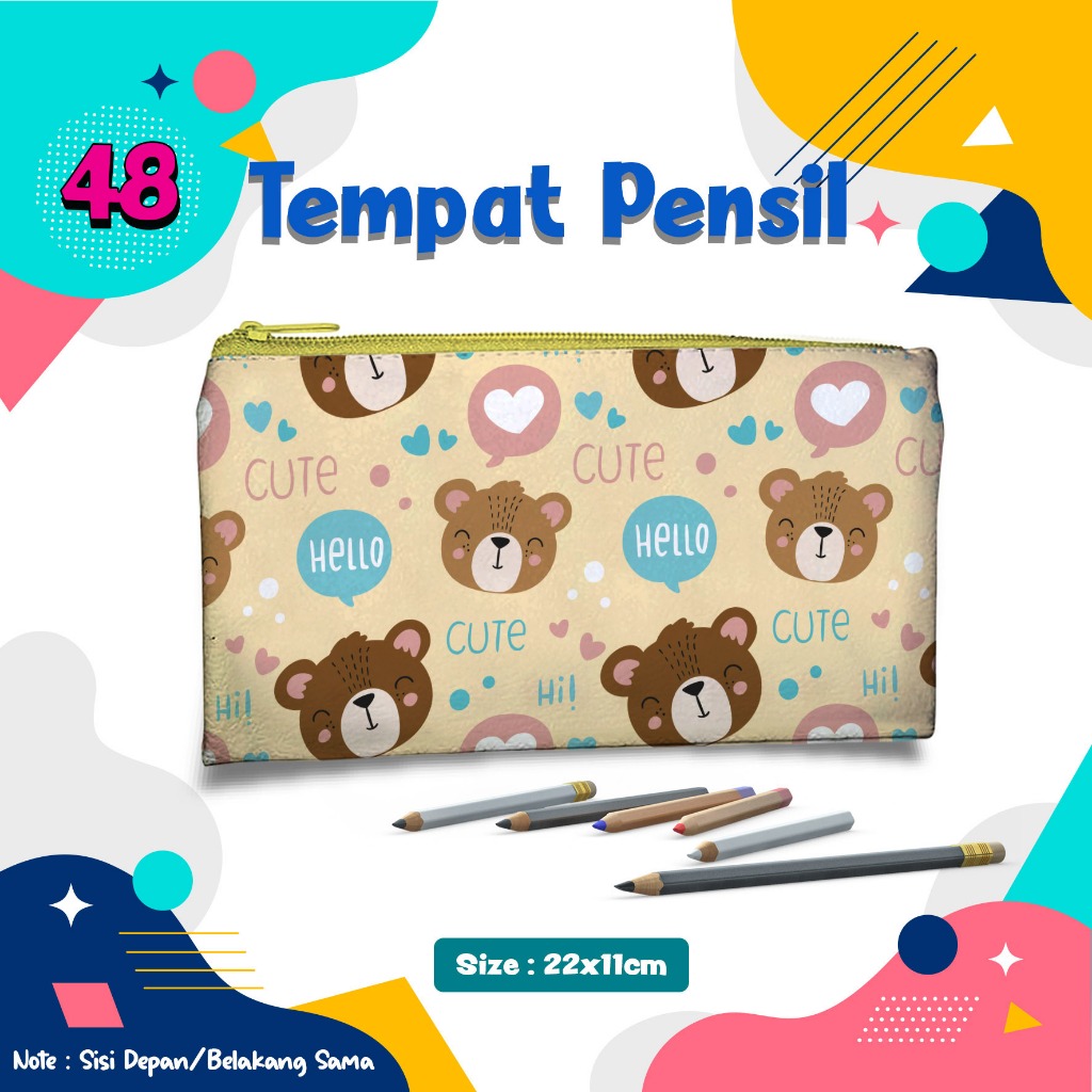 

Pencil Case motif beruang 048 Animal Cute Tempat Pensil Kostak Kotak wadah Pouch dompet