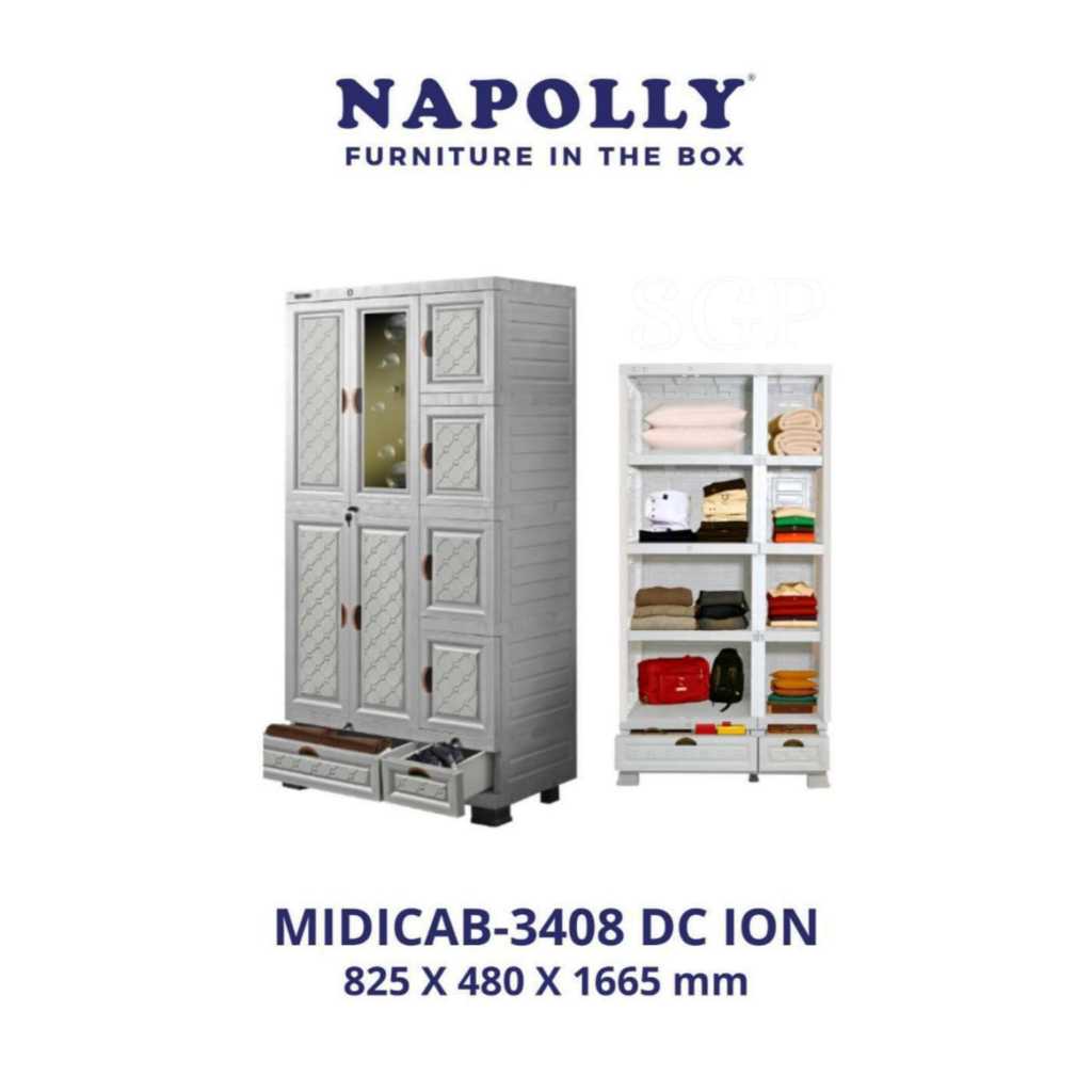 NAPOLLY MIDICAB 3408 DC ION/LEMARI PAKAIAN/LEMARI PLASTIK SUSUN/LEMARI PLASTIK/LEMARI PAKAIAN PLASTI