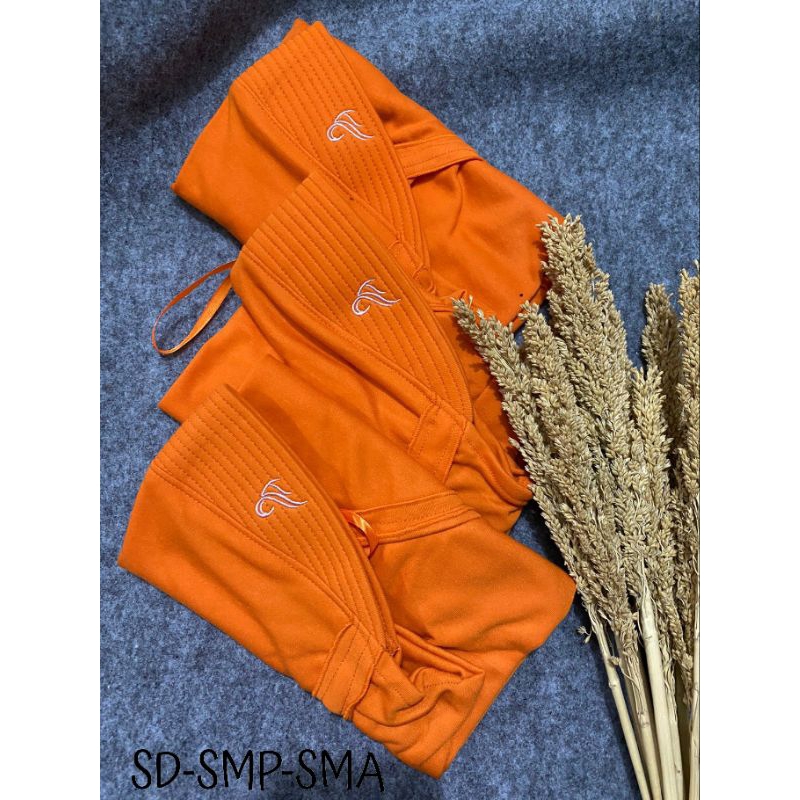 Jilbab Instan Sekolat Serut Pita atas Rabbani Kw hemy super !Orange!