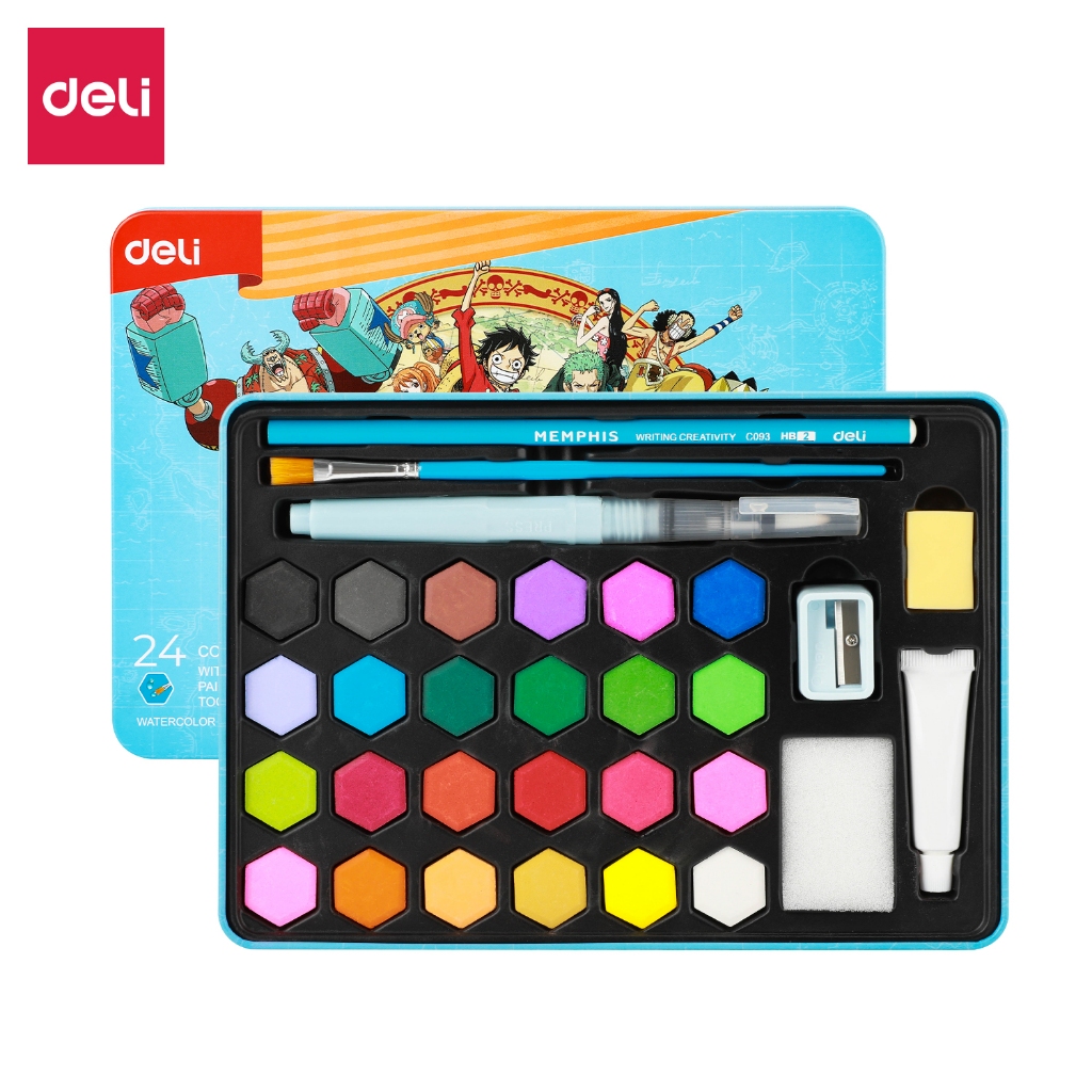 

Deli Watercolor One Piece Edition, 24-48 Warna, Set Cat Air Lengkap dengan Aksesoris