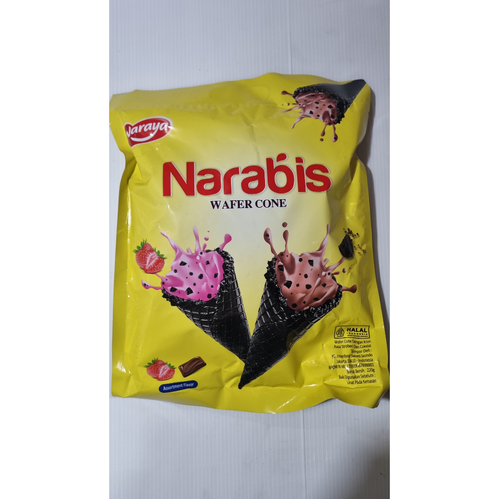 

Narabis Wafer Cone Mix Rasa Coklat Stroberi Pak 220gram