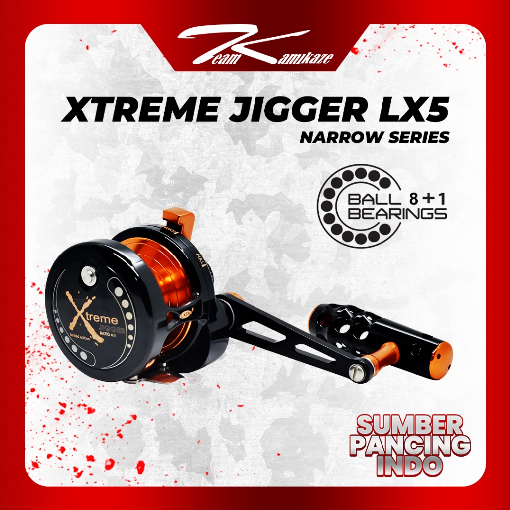 KAMIKAZE Reel Pancing Overhead XTREME JIGGER Narrow Series RX5 - LX5 8+1BB Limited Edition Narrow On