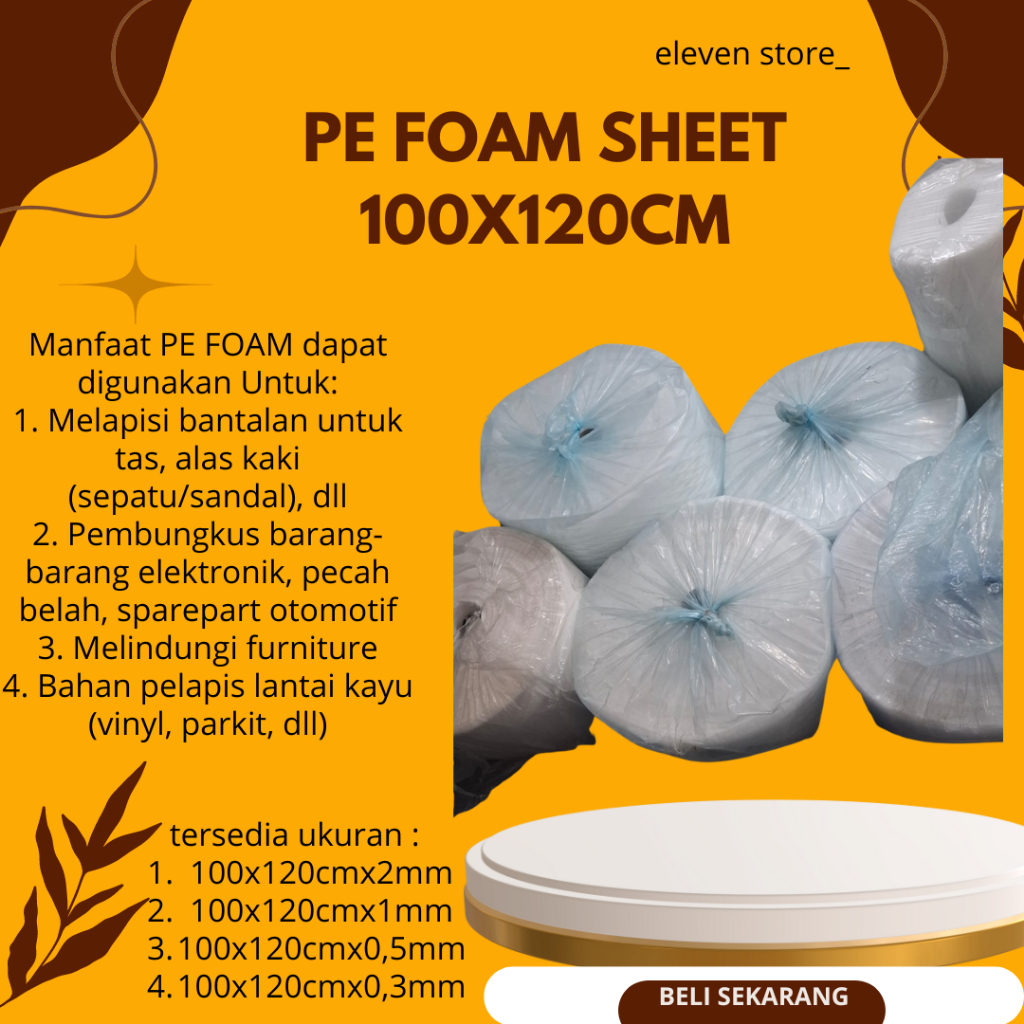 

Busa Packing PE Foam Sheet 0,5m,1mm, 2mm x 120cm x 100cm Parket, Lapisan Tas, Wrapping