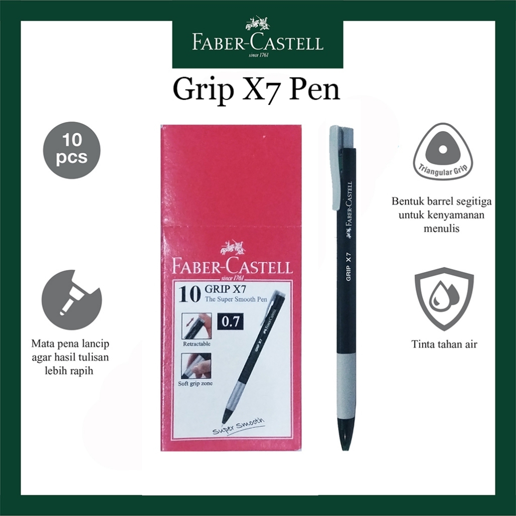 

[FABER-CASTELL] - Pulpen Faber Castell Grip X7 Pen 0.7 MM Black Ink