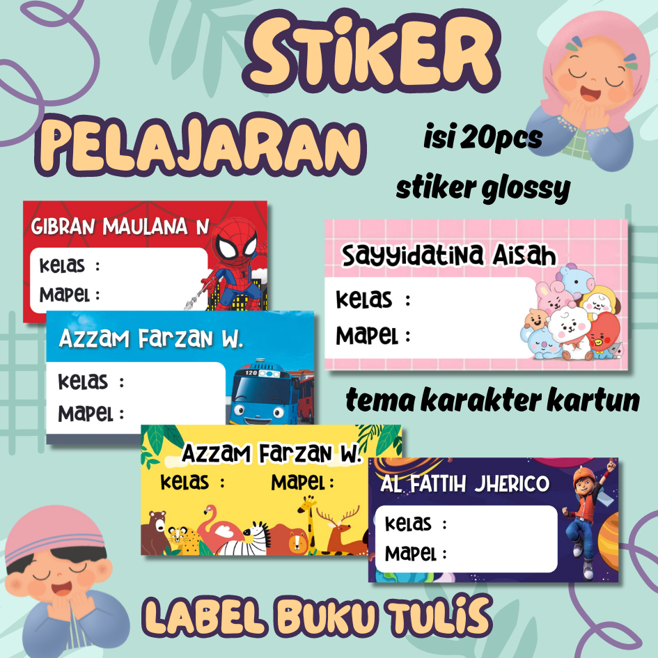 

Isi 20pcs/glossy/Stiker mapel/label buku pelajaran/ Stiker mata pelajaran/label Mapel