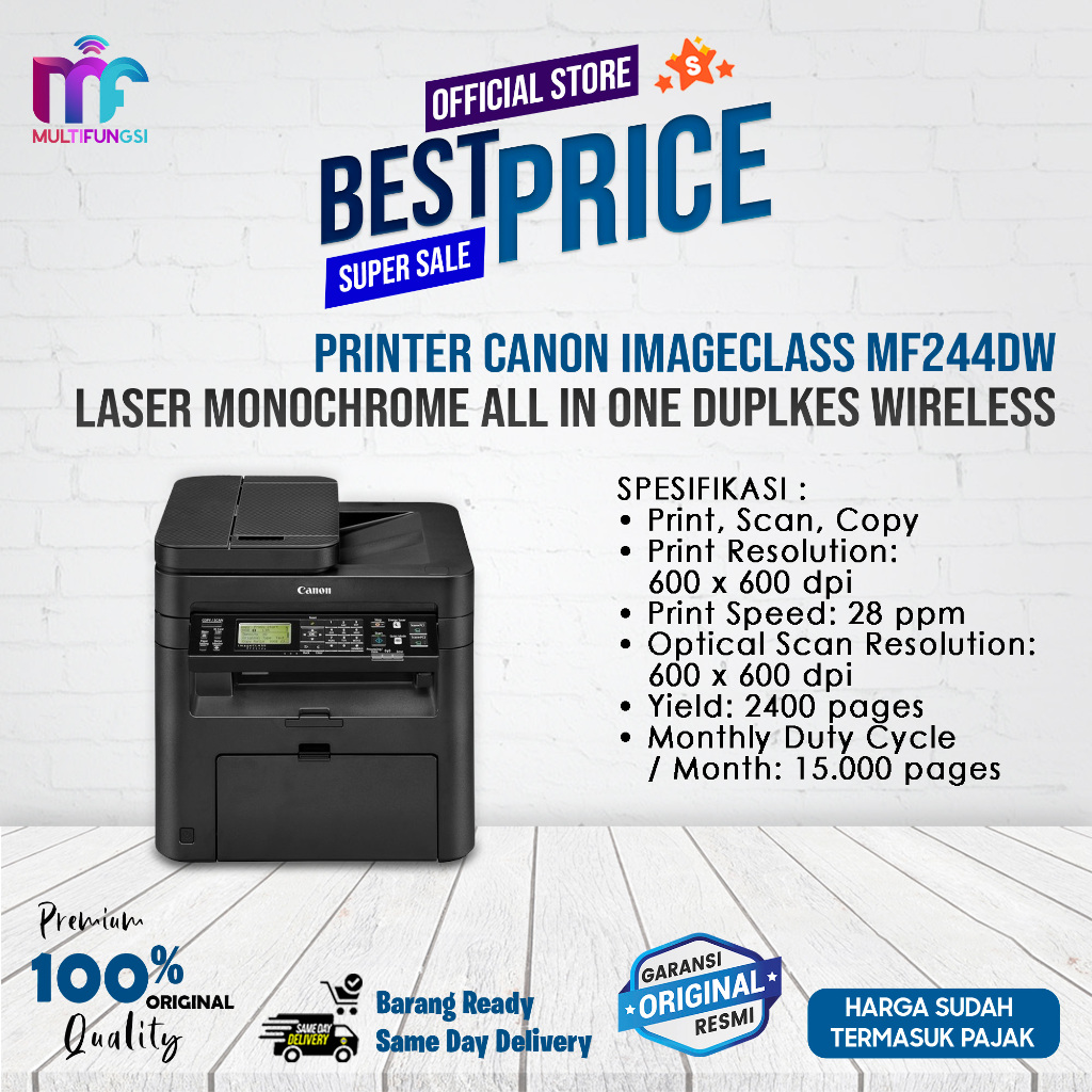 Canon imageCLASS MF244dw - Printer Laser Monokrom Multifungsi Duplex Wireless A4