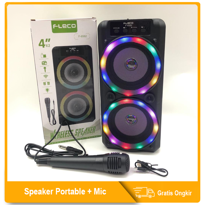 SPEAKER BLUETOOTH KARAOKE FLECO F-6582 paling Digemari/murah