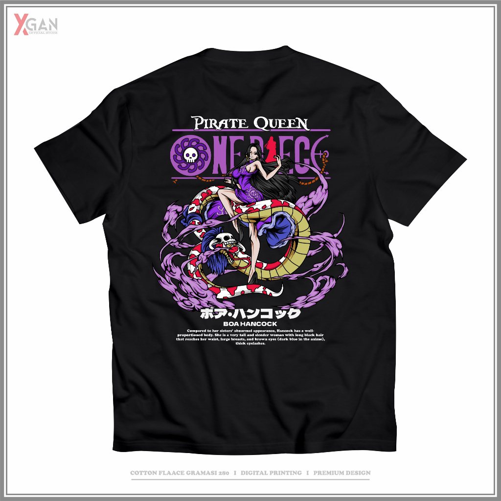 XGAN Baju One Piece Boa Hancock OP048X Kaos Anime katun 24s Jepang T-Shirt Anime Manga Premium