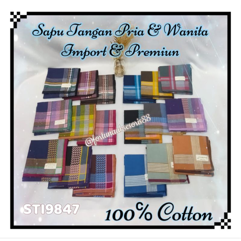 SAPU TANGAN COTTON IMPORT PREMIUM / SAPU TANGAN PRIA DAN WANITA MOTIF GARIS / SAPU TANGAN WAJAH / SA