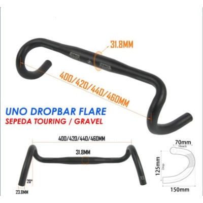 UNO FL12 Dropbar Flare Stang Sepeda Gravel Touring Roadbike Alloy