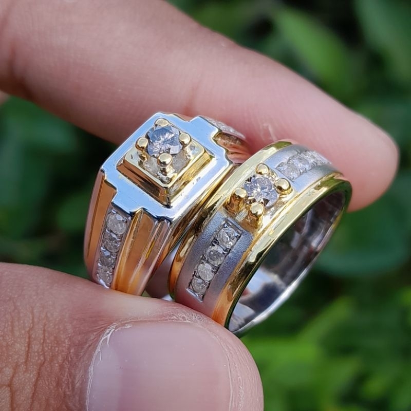 cincin perak berlian couple.