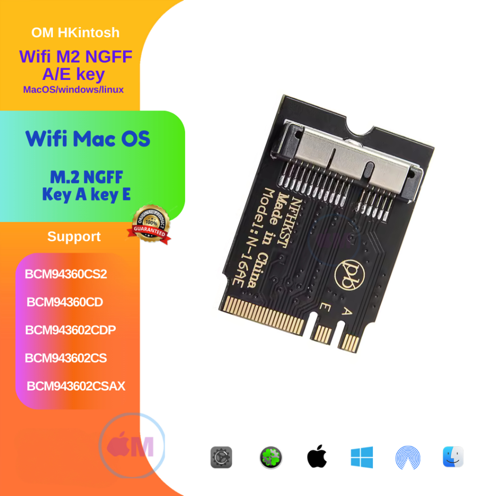 Adapter wifi BCM94360 M2 NGFF key A key E pendek