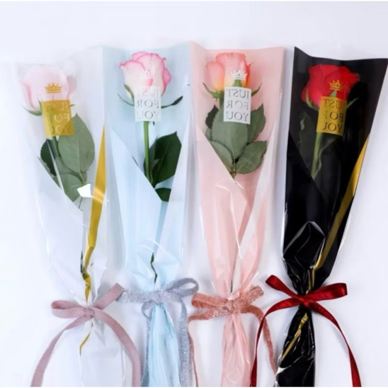 

1pc Plastik Bunga Mawar 1 tangkai (ecer per lembar) / Wrapping Plastik untuk Mini Buket Rose