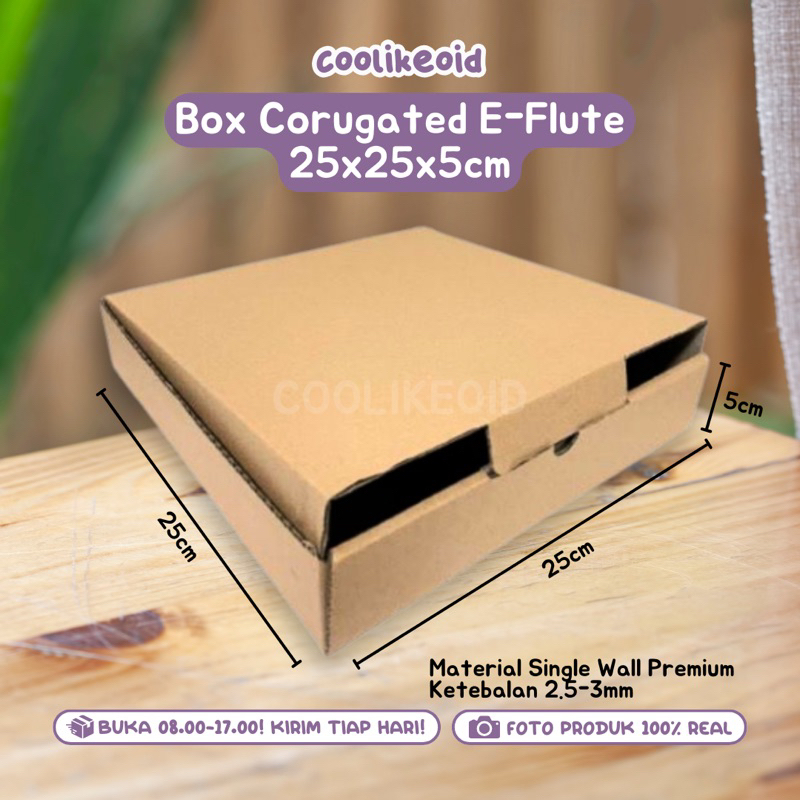 

[READY] KARDUS PACKING BOX UKURAN 25x25x5 DUS KOTAK HAMPERS KEMASAN CORUGATED EFLUTE DONAT BAJU ALBUM KPOP