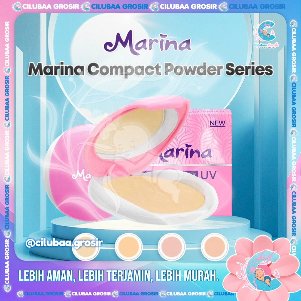 MARINA Compact Powder UV Brighten Up 12gr || Marina Bedak Padat with UV A & UV B Protection Vitamin 