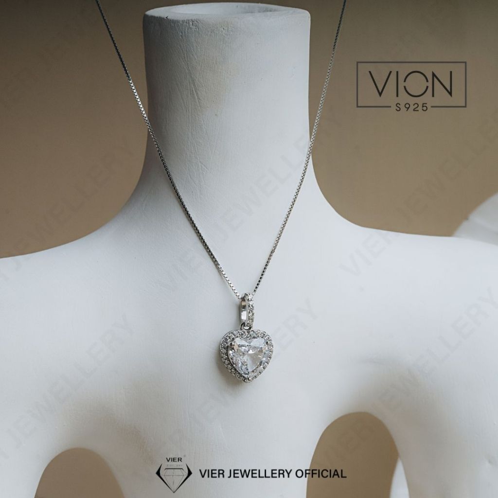 Vion S925 Necklace 11953 Kalung S925/Perak Crystal Zirconia Replika Berlian by VierJewellery