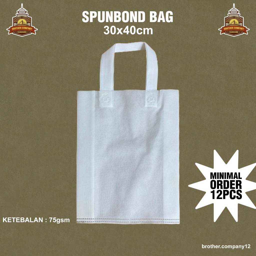 

Tas Goodie Bag Spoundbond Tali 30x40 Putih isi 12pcs / Tas Spounboond / Tas Belanja
