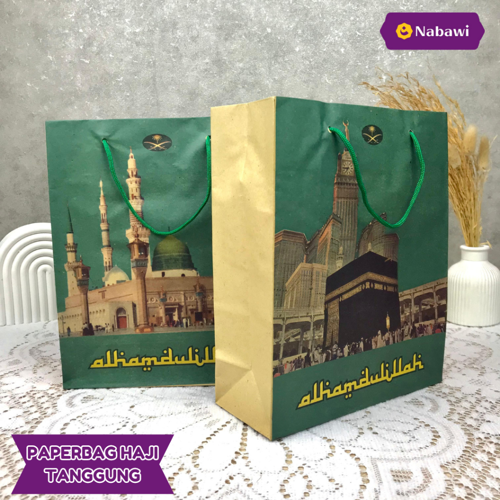 

Paper Bag Haji Besar Tanggung Kecil Tanggung Tebal / Tas Kertas / Tas Souvenir Haji / Oleh Oleh Haji
