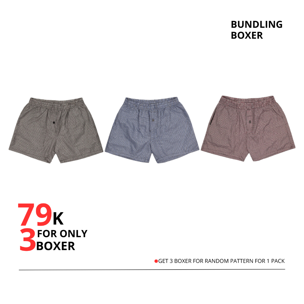 Boxer Celana Pendek Pria Wanita Motif Combination Saku Kancing Aktif