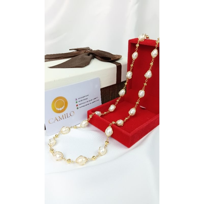 Kalung Paloma Merica Emas 22 Karat Mutiara Air Tawar