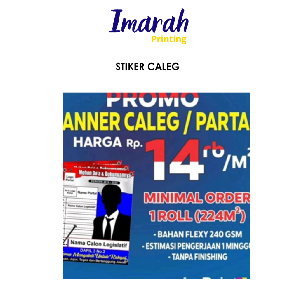 

IMARAH - STIKER CALEG/FREE DESAIN/STIKER PEMILU/TERMURAH