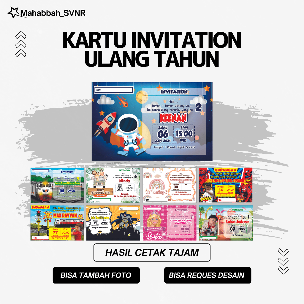 CETAK UNDANGAN ULANG TAHUN ANAK