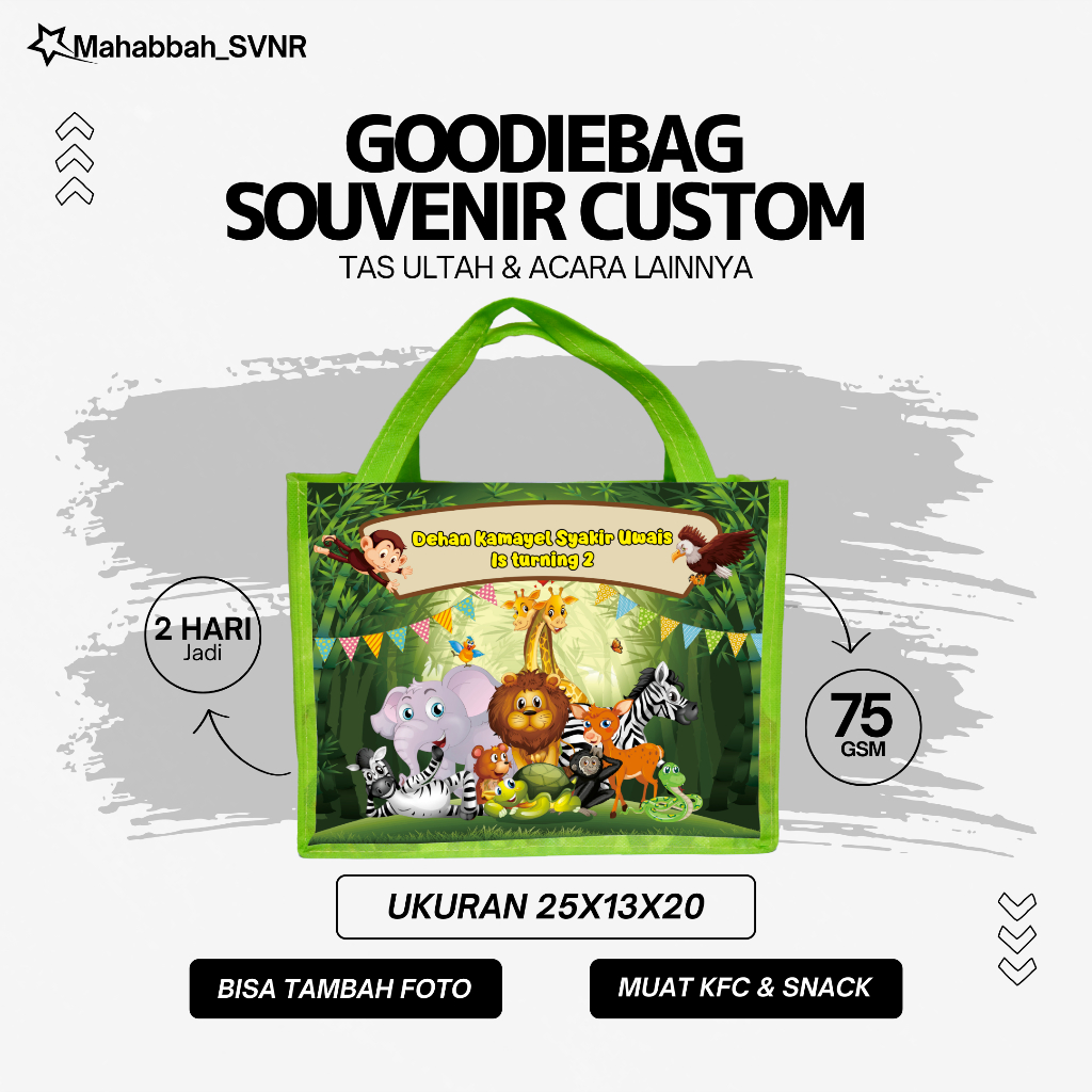 

Tas Ultah Animal Goodie Bag Souvenir Ulang Tahun Kartun Murah Custom Nama Aqiqah Parcel Kado Gambar Hewan