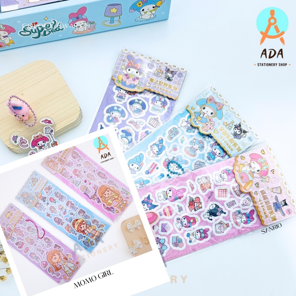 

(2 set) sticker DIY glitter sanrio + momo SZ-169/ STIKER GLITER/ STIKER SANRIO/sticker momo