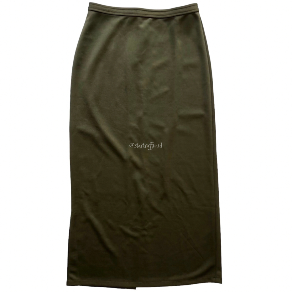 BAWAHAN ROK STRAIGHT OLIVE GREEN POLOS STUDIO 17 SIZE M MAXI SKIRT