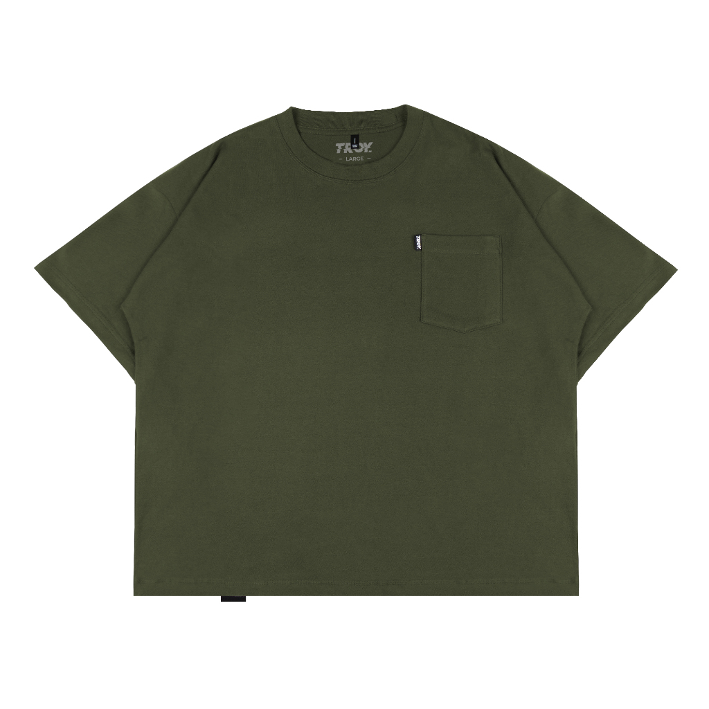 Troy Company T-shirt Boxy Pocket Oversize Army Green - Kaos Pria Polos BK 2613