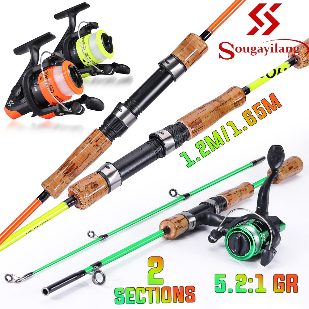 Sougayilang Joran Pancing Set 120-180cm 2 bagian tongkat pancing portabel Pancingan Set Lengkap