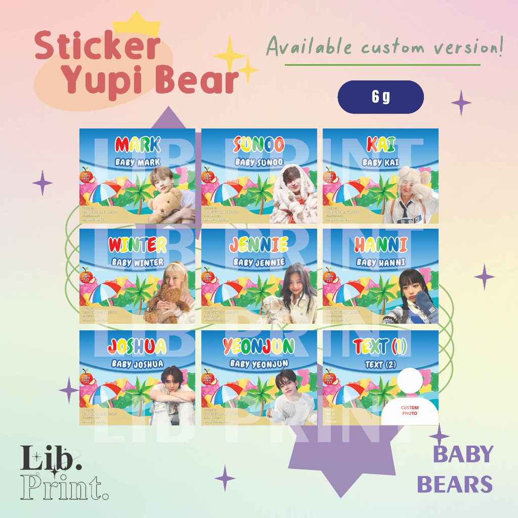 

STICKER YUPI CUSTOM NCT EXO BTS SEVENTEEN AESPA BLACKPINK ENHYPEN TXT NEW JEANS FREEBIES KONSER