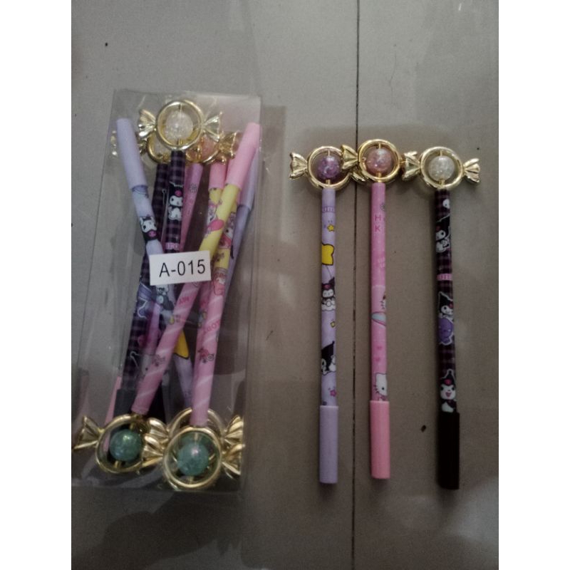 

pen gel kepala pita bola Sanrio isi 12