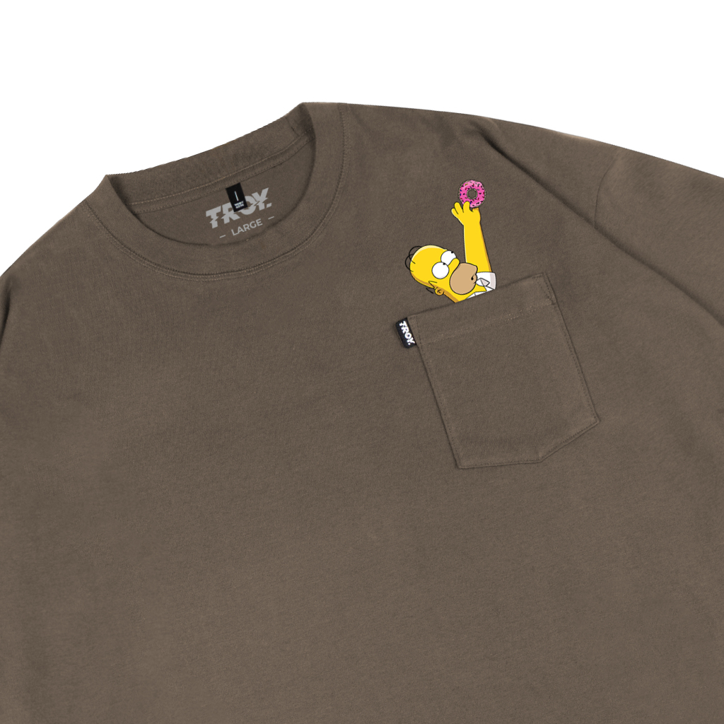 Troy Company Boxy Oversized Pocket Tees Maple Brown Donuts BK 2620