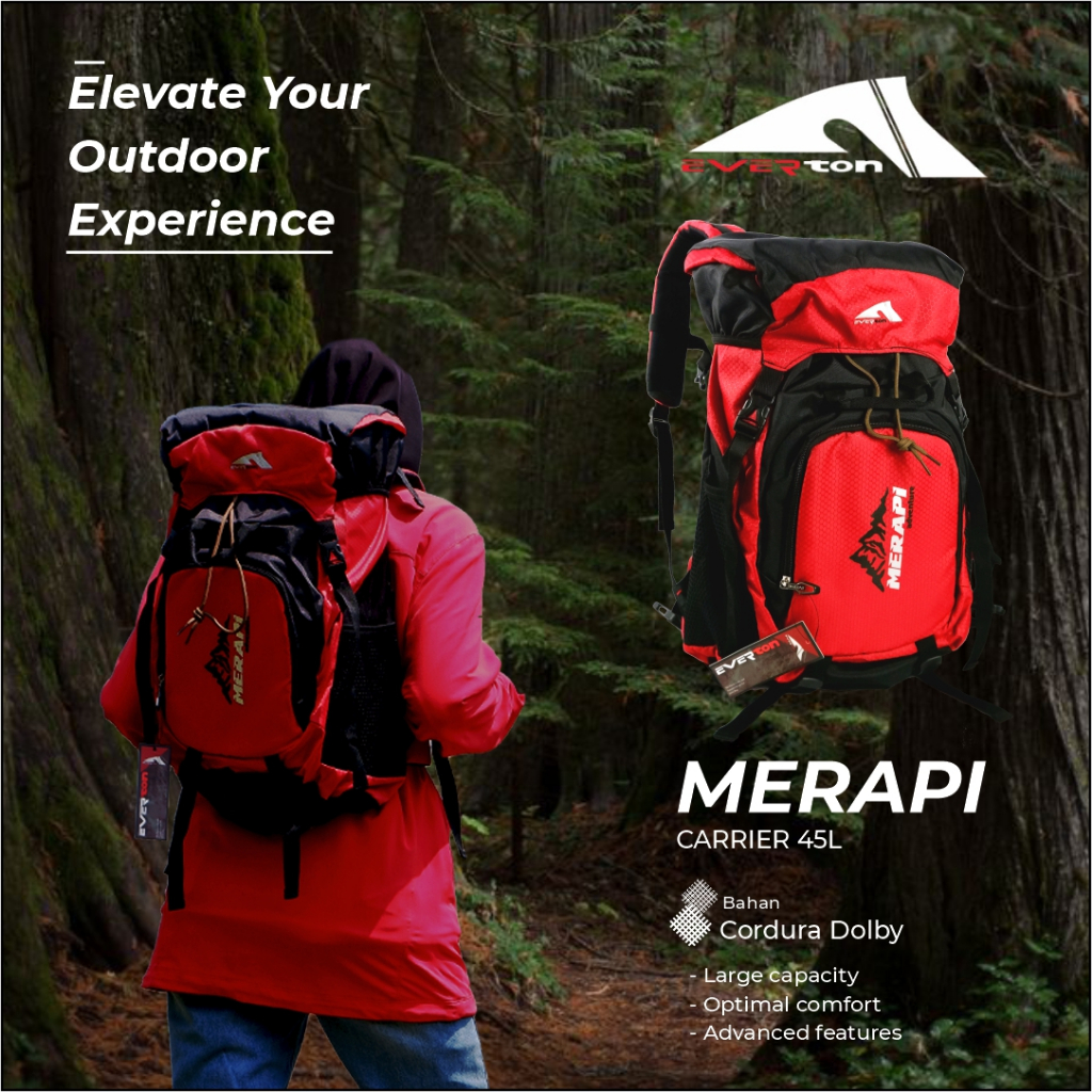 Tas Ransel Gunung Everton Carrier Camping 45 Liter Rain Cover Travelling Backpack Hiking Outdoor